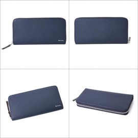 Paul Smith 813019 P917 Bright Stripe Puller SS24 Long Wallet with Genuine Storage Box & Cleaning Cloth, 02.navy