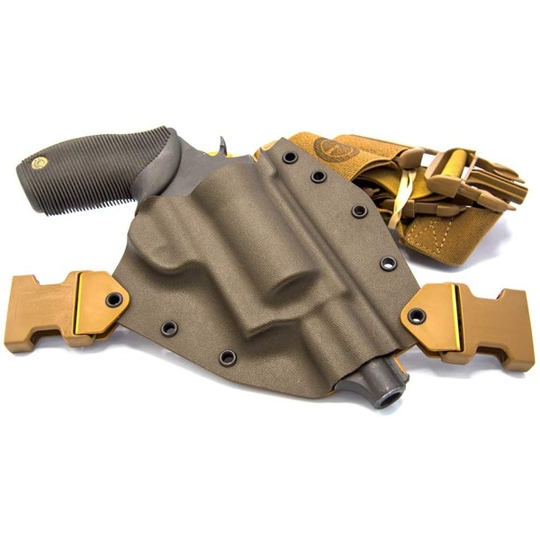 GunfightersINC Kenai Chest Holster for Taurus Judge 2.5" or 3" Cyl, MAS Grey/Coyote, Right Hand
