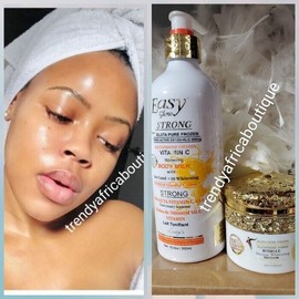 Lucy 2pcs.  Easy Glow Glutathion, Vitamin, C GLOW WHITENING body Milk & Face Cream.👌