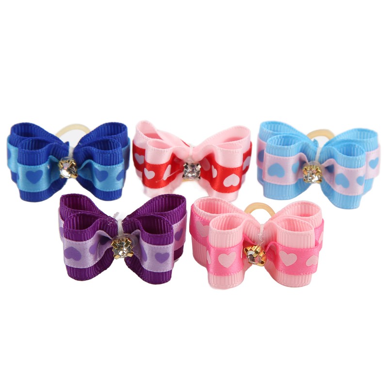 20pcs Pet Hair Bows Dog Grooming Bows with Rubber Bands