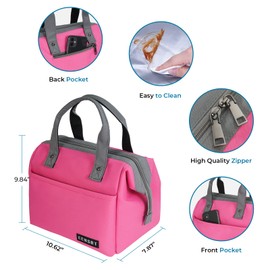 ECHSRT Large Insulated Lunch Bag for Women Men Leakproof Lunch Tote Bags Cooler Bag for Work Travel Adult Thermal Lunch Bags for Office -10L Lunchbox - Pink