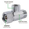 Breezliy Brass Angle Stop Add-A-Tee Valve, 3/8-Inch Compression Inlet X