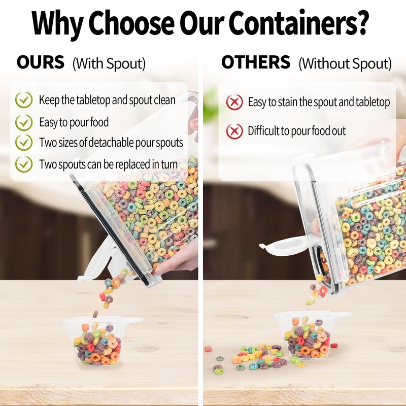 Skroam 4PCS Cereal Containers Storage [4L/135.2 oz], Airtight Food Storage