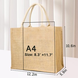 Segarty Burlap Tote Bags, 6 Pack Small Natural Jute Reusable Gift Favors Blank Bag with Handles Bulk for Bridesmaid Wedding, Women Market Grocery Shopping, Bachelorette Party, Beach Trip, DIY