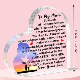 JETTOP Mum Birthday Gifts from Son Mothers Day Gift from Son Mummy Mum Christmas Acrylic Plaque Presents I'll Alway Be Your Little Boy