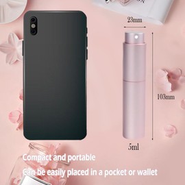 MSLSOZ Nachfüllbarer Parfümsprüher, Reisezerstäuber nachfüllbar, leere Mini-Parfümflasche von unten gefüllt, drehbare Öffnung oben, auslaufsicherer Damen-Parfümspender, 5 ml (mattes Rosa)