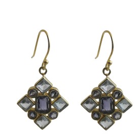 Iolite und Blautopas Vergoldet Sterling Silber 925 Ohrringe - Natürlicher Edelstein - Geburtstagsgeschenk - Weihnachtsgeschenk - Handgefertigte Geschenkideen für Frauen