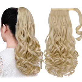 Blonde Ponytail Hair Extension Wavy 20" 5 Oz Clip In Hair Piece