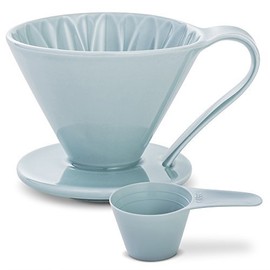Pour Over Coffee Dripper by Sanyo Sangyo: Porcelain Ceramic 1-to-4 Cup Brewer In 5 Beautiful COLORS | Unique Drip Coffee Maker For Fresh Filter Coffee–Elegant Smart Design: Better Brewing (Blue)
