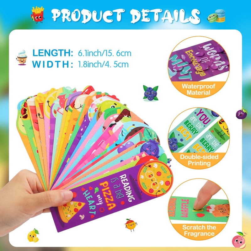 Lincia 150 Pcs Scratch and Sniff Bookmarks - Cute Assorted