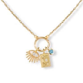 Melhill Bohemian Pendant Necklace Gold Plated Tribal Motif Zirconia Boho Vintage Adjustable Jewelry for Women