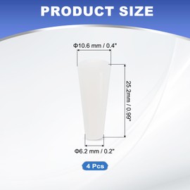 PATIKIL テーパー形状 ソリッドシリコンストッパー 3/8"チューブ用ゴムストッパー 銅パイプ ボトル バイアル 密封用ラボプラグ 4個