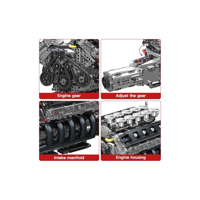 Mould King LR V10 Engine Model Kit for Adults, 1834