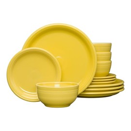 Fiesta® Bistro Coupe 12-Piece Dinnerware Set – Durable Ceramic, Lead-Free, Dishwasher/Microwave/Oven Safe – Made in USA Dinnerware - Sunflower