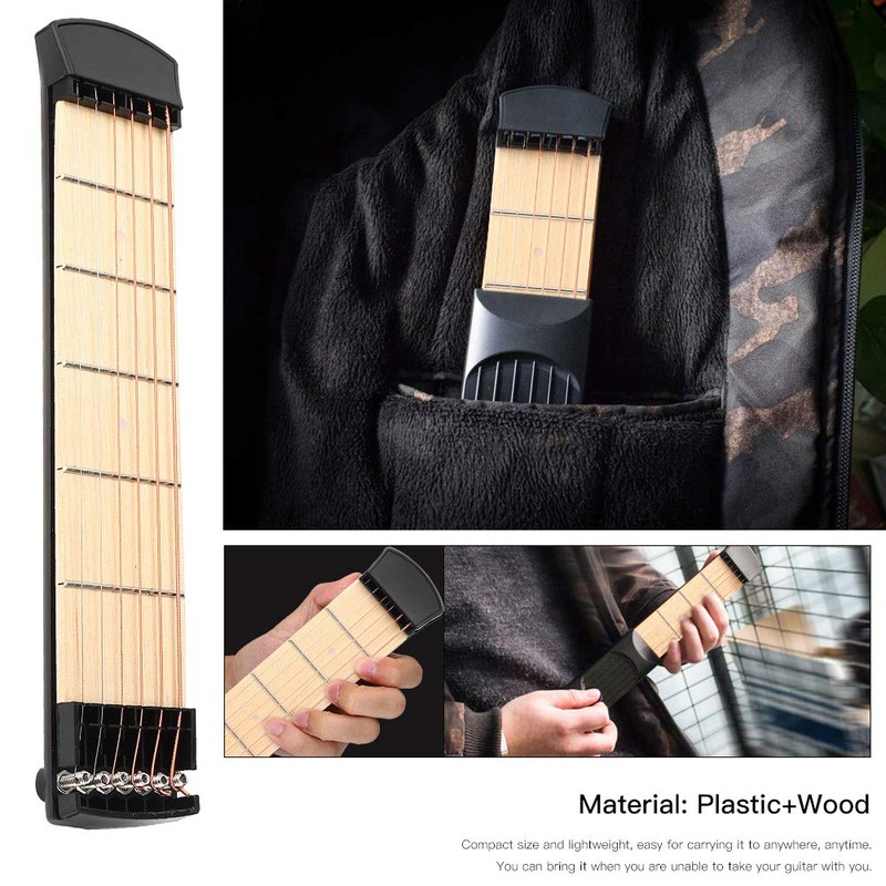 Pocket Guitar, 6 Fret Portable Pocket Guitar Practice Tool Guitar