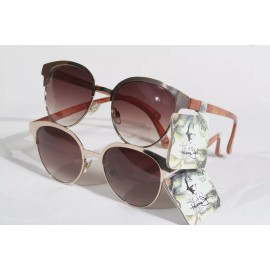 Panama Jack 2 pair New Panama Jack Bright Silver Metal Deco Sunglasses with Wood Grain Arms