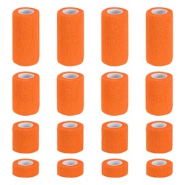 PATIKIL 1"/2"/3"/4" Self Adhesive Bandage Wrap, 16 Pcs 5 Yard Elastic Self Breathable Self Adherent Wrap Tape for Stretch Athletic Sports Wrist Ankle Outdoor Tape, Orange