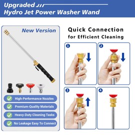 2026 Upgraded Jet Nozzle Power Washer for Garden Hose with 2 Different High-Pressure Nozzles and Quick Connectors, Hydro Jet High Pressure Washer Tools for Patio Car Pet Washing