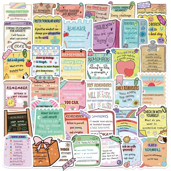50Pcs Mental Health Note Stickers for Girls Boys Children Teens,Cute