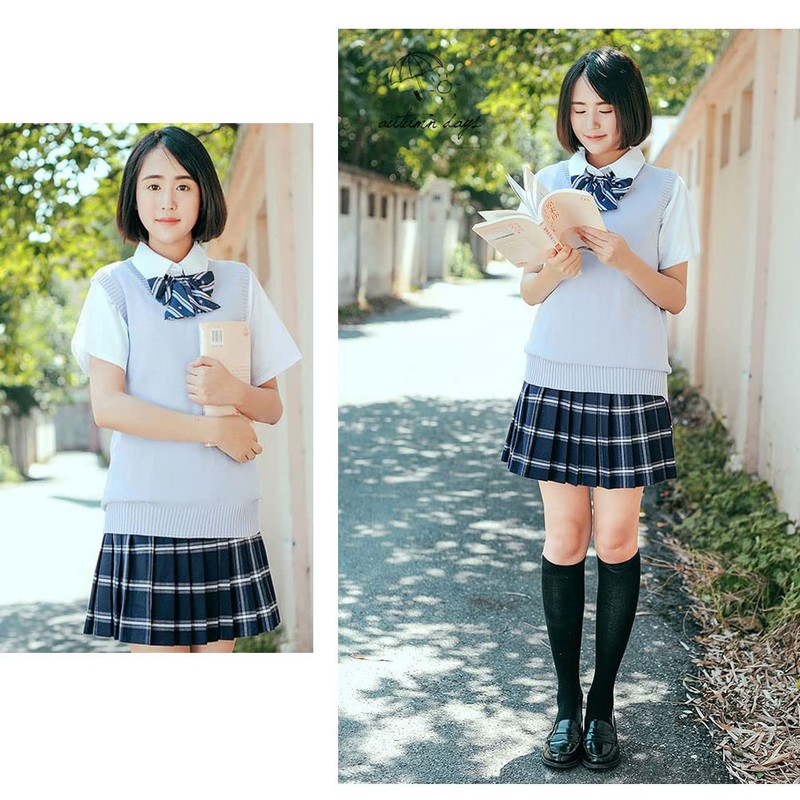 ZUEVI School Vest, Girls' Uniform Vest, Student, V-Neck, Loose Knit,