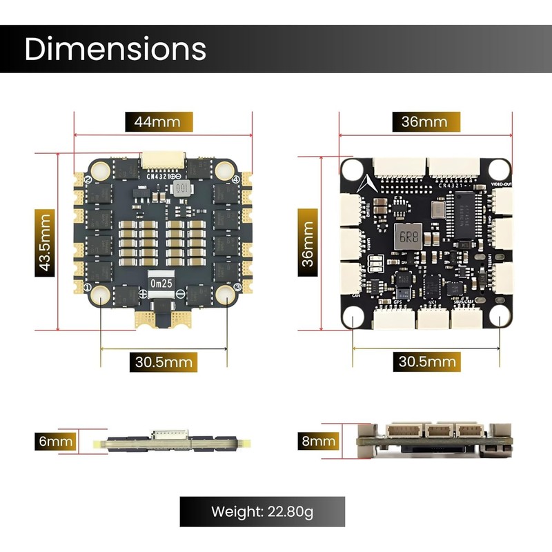 AERO SELFIE H743 Flight Controller with 60A 8 bit ESC