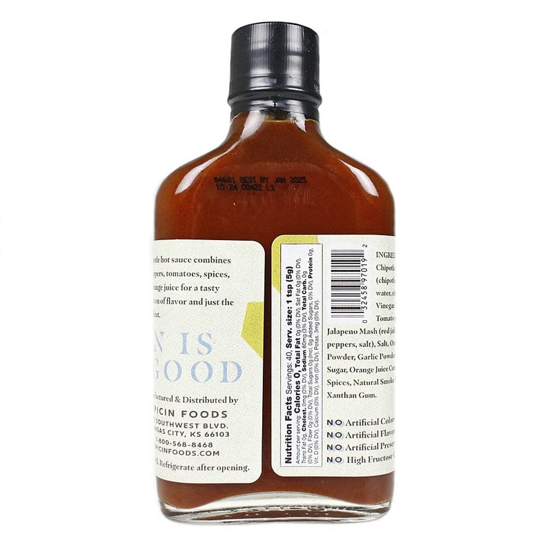 Chipotle Pepper Hot Sauce - 7oz Bottle - Made in