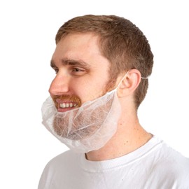 SAFEKO Beard Nets, White Disposable Beard Covers, Beard Net for Food Service, Cooking, Cleaning