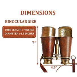 Nautical Design Antique Victorian Marine Brass Leather Binocular Sailor Instrument London 1915 (Orange) Home & Office Decor