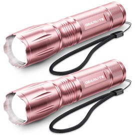 GEARLITE GEARLITE LED Taschenlampe Batteriebetrieben 2 Stcke, 2000 Lumen Taschenlampe LED Extrem Hell mit 5 Modi, IP65 Wasserdicht Taschenlampe Kinder fr Camping, Outdoor-Rosa