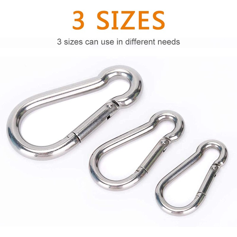 JUTOSU Carabiner, Spring Snap, Strong Stainless Steel, 304 Stainless Steel