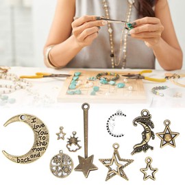 HEEPDD 1 Bolsa de Accesorios para Colgantes de Bricolaje, Accesorios de Colgantes de Bricolaje 73 Estilos Aleación Colorida Patrón de Estrella de Pulsera Materiales de joyería