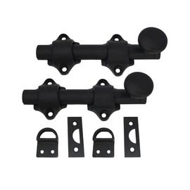 QCAA Solid Brass Dutch Door Bolt, 4", Matte Black, Made in Taiwan, 2 Pack