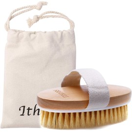 Cepillo exfoliante para el cuerpo de con cerdas naturales para eliminar toxinas de la piel muerta, tratamiento y mejora las funciones linfáticas, exfolia, estimula la circulación sanguínea, Cepillo ovalado.