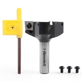 Newdeli CNC Spoilboard Surfacing Router Bit 1/2" Shank 2" Cutting Diameter 3 Wings Insert Carbide Slab Flattening Router Bit Planing Bit Wood Planer Tool