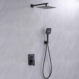 CASAINC Shower Faucets Sets Complete 10" Square Shower Head with 3 Spray Patterns Handheld Shower, Wall Mounted Shower System with Pressure Balanced Valve