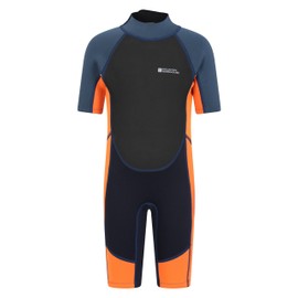 Mountain Warehouse Junior Kids Shorty Wetsuit - 2.5mm Thickness, Neoprene Kids Wetsuit, Flat Seams Childrens Wetsuit, Adjustable Neck Swimming Suit - For Spring, Summer Bright Orange 11-12 Years