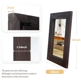 YOSHOOT Rustic Wooden Framed Wall Mirror, Natural Wood Bathroom Vanity Mirror for Farmhouse Decor, Vertical or Horizontal Hanging