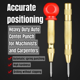 Automatic Center Punch for Metal, Wood, and Plastic - Heavy Duty Knurled Steel Handle - Precision Nail Punch Tool for Machinists, Carpenters, and DIY Enthusiasts - Ideal for Marke, Scribe, and Drill