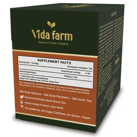 VIDA FARM Burdock Root Tea Bags, 125 Tea Bags Natural Burdock Root, 100% Dried Burdock Root Herbal Tea, Caffeine Free, Sugar Free, Burdock Root Herbal Tea