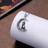 JZMSJF S925 Sterling Silver Celtic Knot Moon Black Cat Pendant