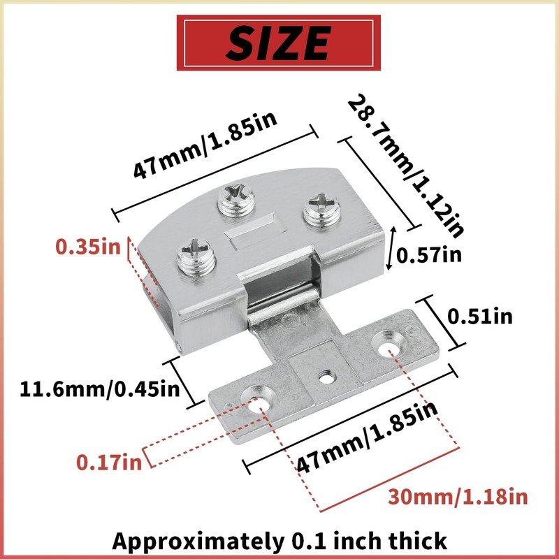 Cabinet Glass Door Hinge,2 Pcs 90 Degrees Frameless Glass Door