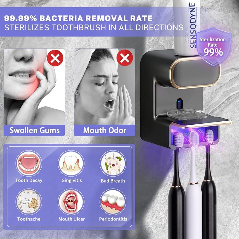 HEYInova Automatic Toothpaste Dispenser,Wall Mounted Electric Toothpaste Dispenser with 3