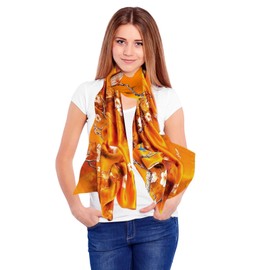 FAIRYGATE Scarf for Women UK Silk Head Scarfs Bandanas for Women Satin Silky Neck Scarves Girls Accessories with Floral Print Painting Pattern Design 98029