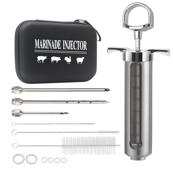 YoHold Meat Syringe, Meat Injector, BBQ Roast Syringe, Marinade Syringe with 3 Marinade Needles and Travel Case for Grill, Pulled Pork, Smoking; 60 ml; Paper & E-Book (PDF) User Manual Included