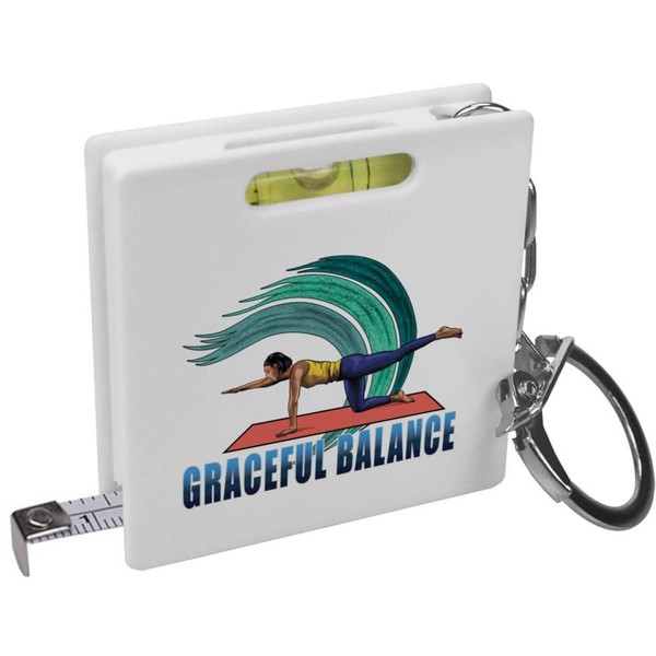 Azeeda 'Dynamic Yoga Stretching Posture' Keyring Tape Measure/Spirit Level Tool