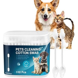 110-Pet Ear Cleaning Swabs for Dogs & Cats – Gentle Cotton Tips, Safe Dual-Ended Design, Effective Grooming & Care for Pets