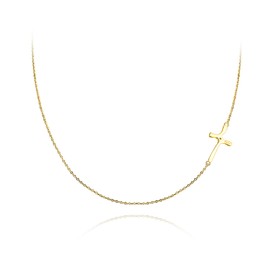 Clearine 925 Sterling Silver Cubic Zirconia Cross Necklace for Women Gold Plated Christian Birthstone Necklace Christmas Birthday Holiday Mothers Valentines Day Jewellery Gifts