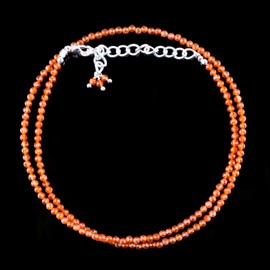 Gempires Orange Carnelian Beads Dainty Choker Necklace Real Crystal July Birthstone Jewelry Gifts For Women18 Inch Silver Plated Hypoallergenic Adjustable Chain