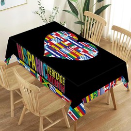 Heyfary - Mantel para decoración del mes de la herencia hispana, latinoamericana, española, cultura latina, paises, amor, corazón, aula, hogar, cocina, comedor, mesa, tela, 60 x 84 pulgadas