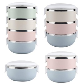 Idalinya Lunch Box Tragbarer Edelstahl-Thermobrotdose-Behälter Bento Box-Lebensmittelbehälter(Vier Etagen 2800ml)